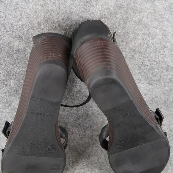 Old Navy Shoes Womens 10 Sandals Wedge Buckle Straps Black Casual Open Toe - Picture 12 of 13